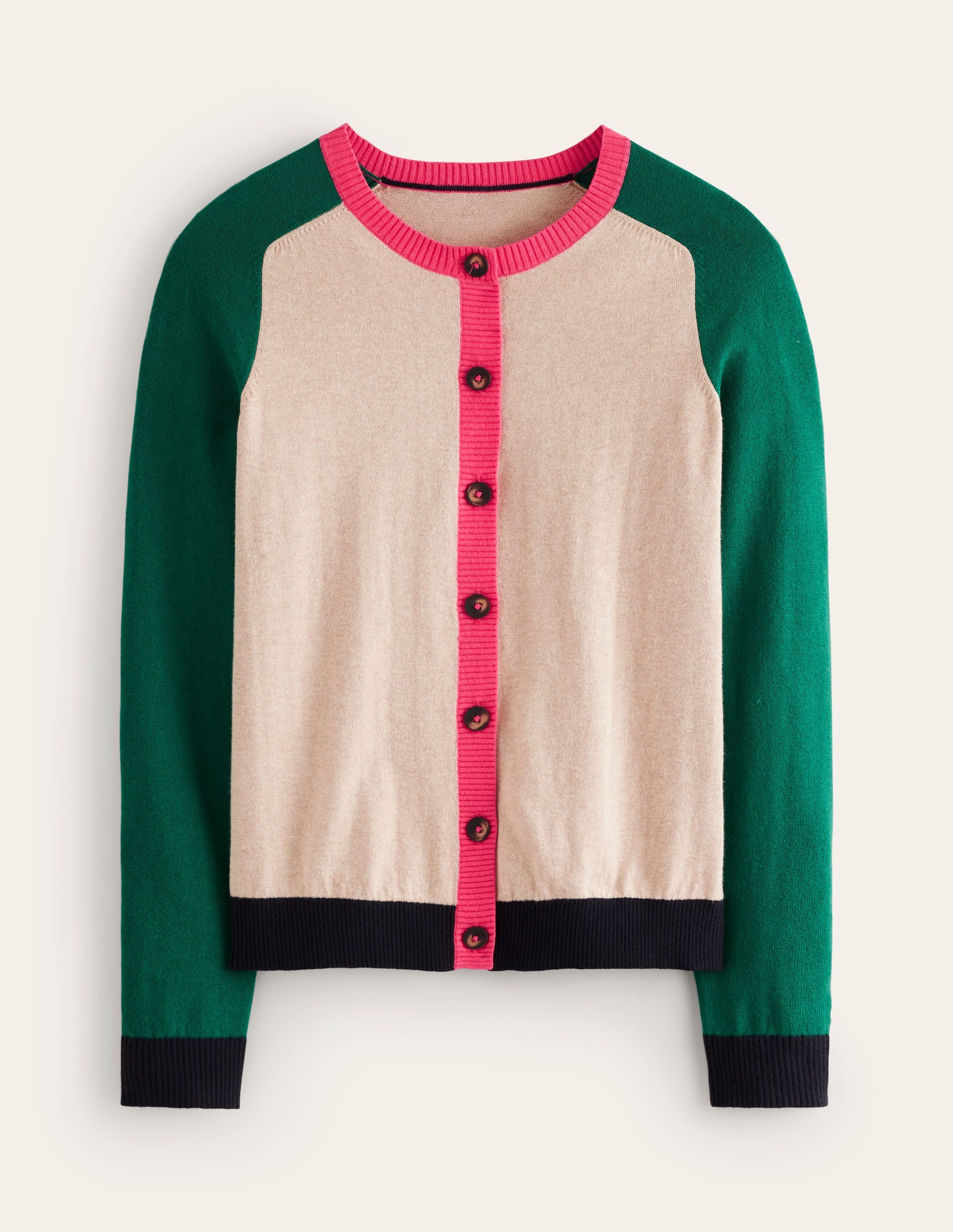 Meg Raglan Sleeve Cardigan-Chinchilla, Colourblock - Image 5