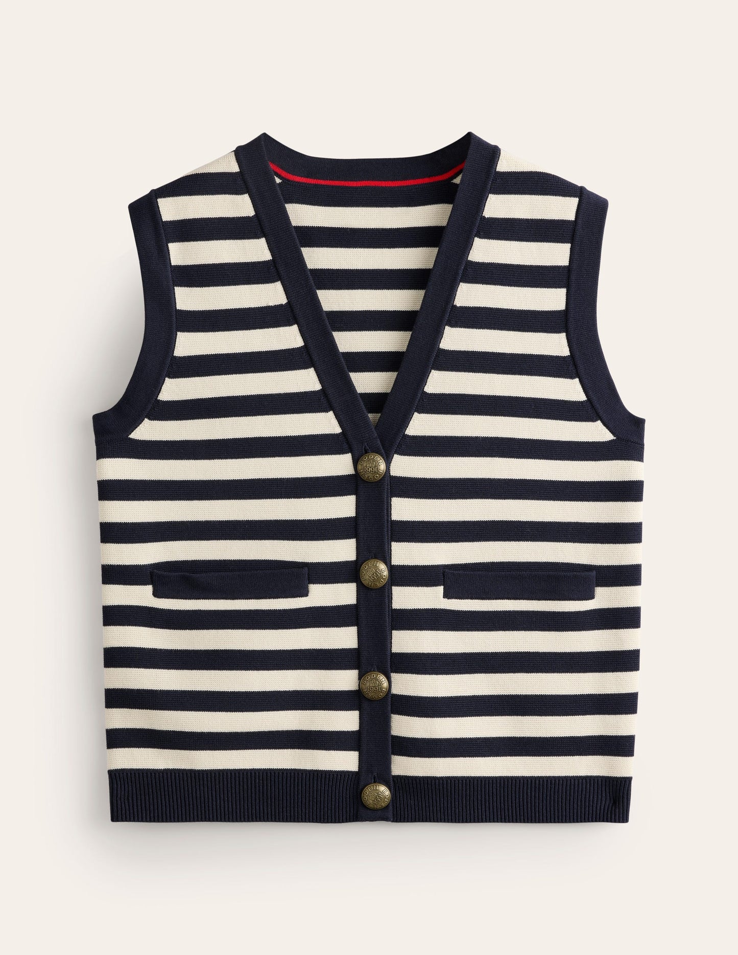 Holly Knitted Waistcoat-Navy and Ivory Stripe