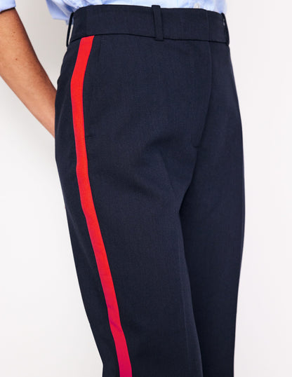 Kew Side Stripe Trousers-Navy, Red Stripe