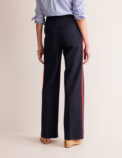 Westbourne Ponte Trousers-Navy, Red Stripe