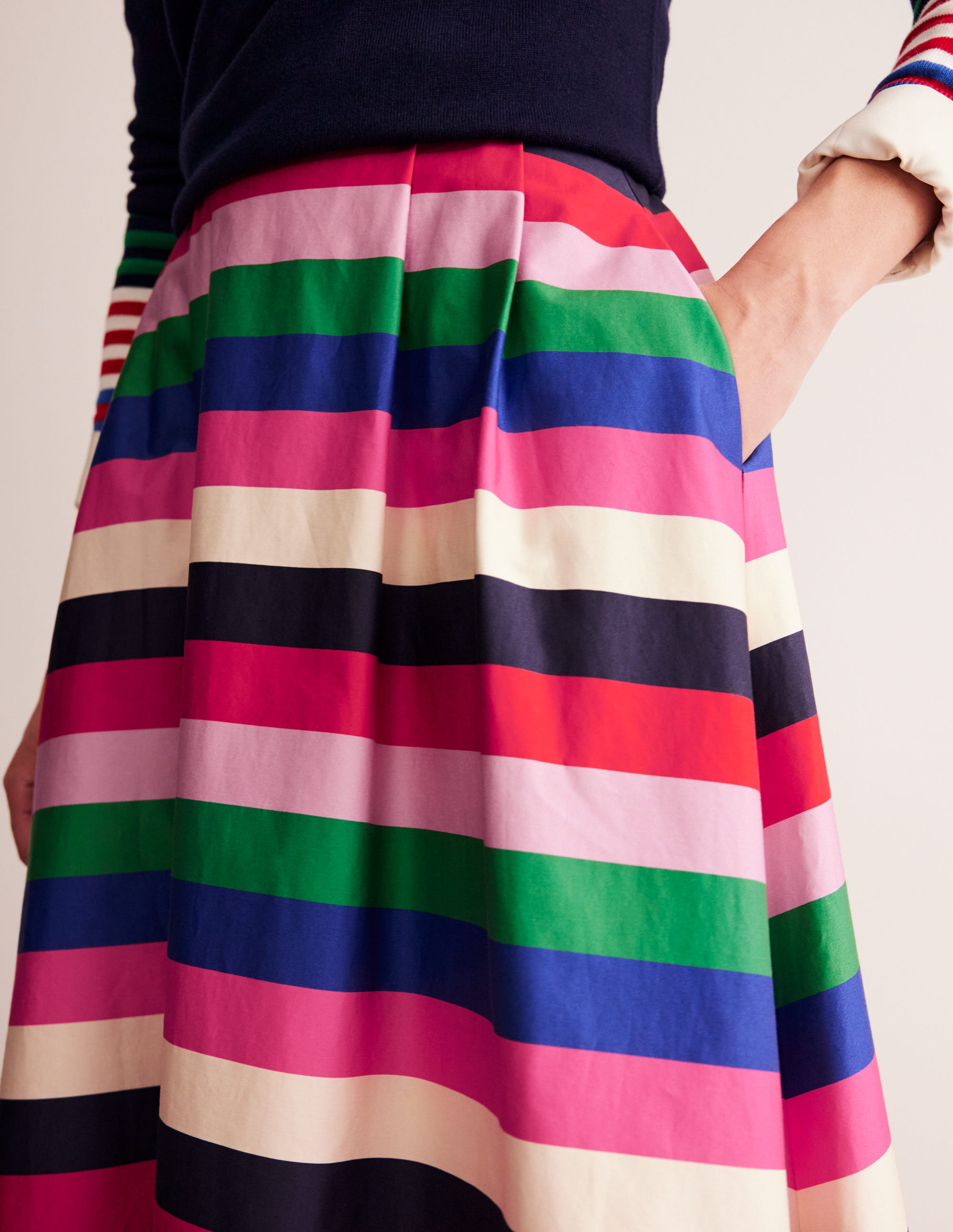 Isabella Cotton Sateen Skirt-Multi Stripe - Image 2