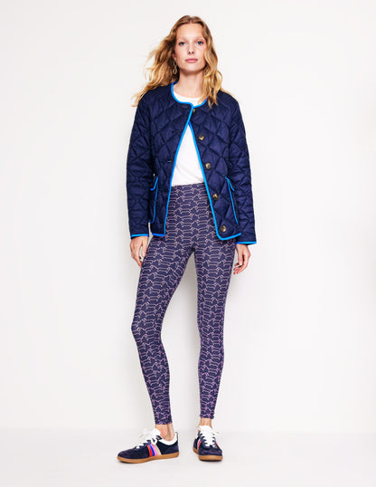 High Waist Pocket Leggings-Navy, Dachshund-1