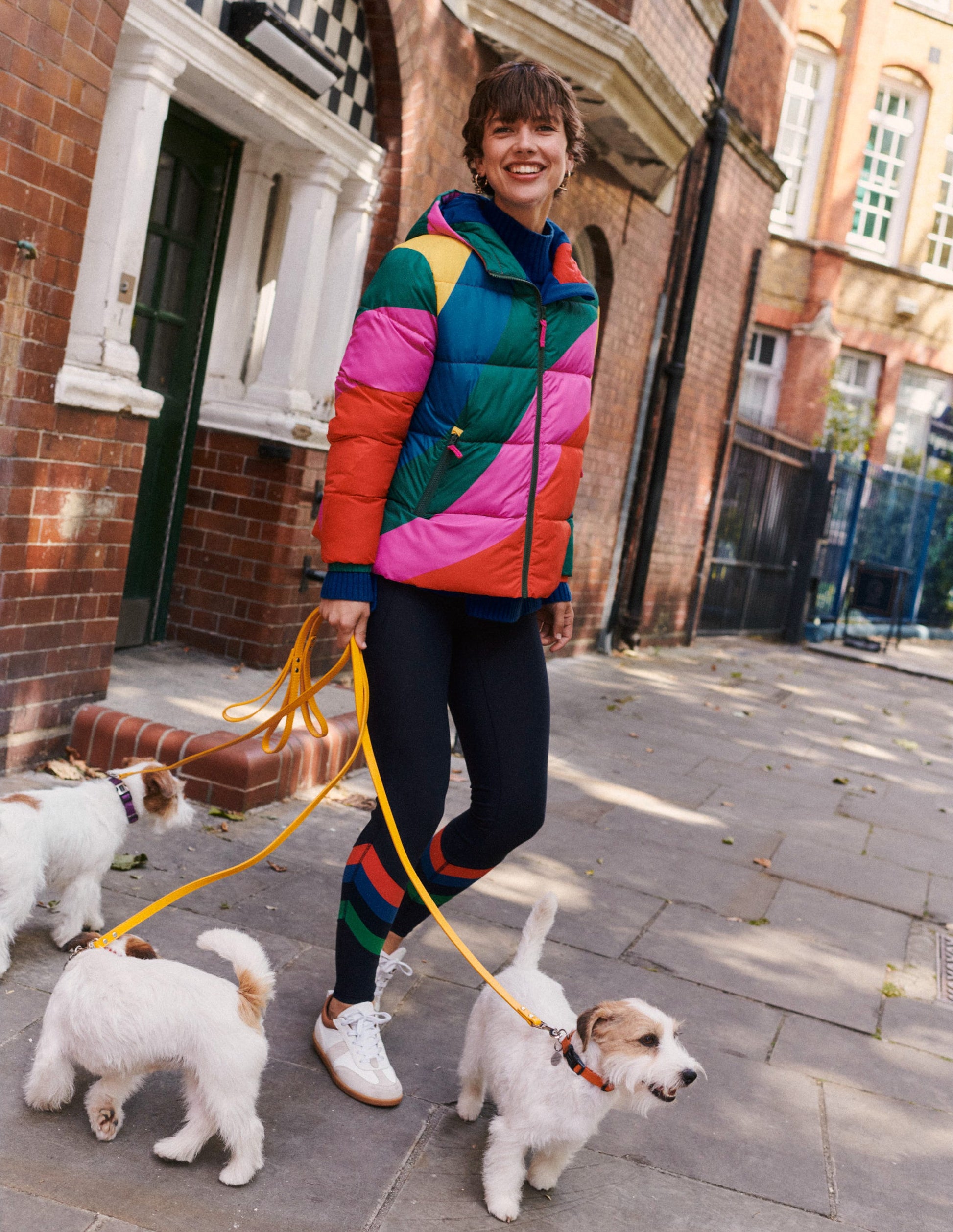 High Waist Pocket Leggings-Navy Stripe-5