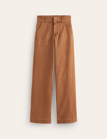 Wide Leg Cargo Trousers-Gingerbread