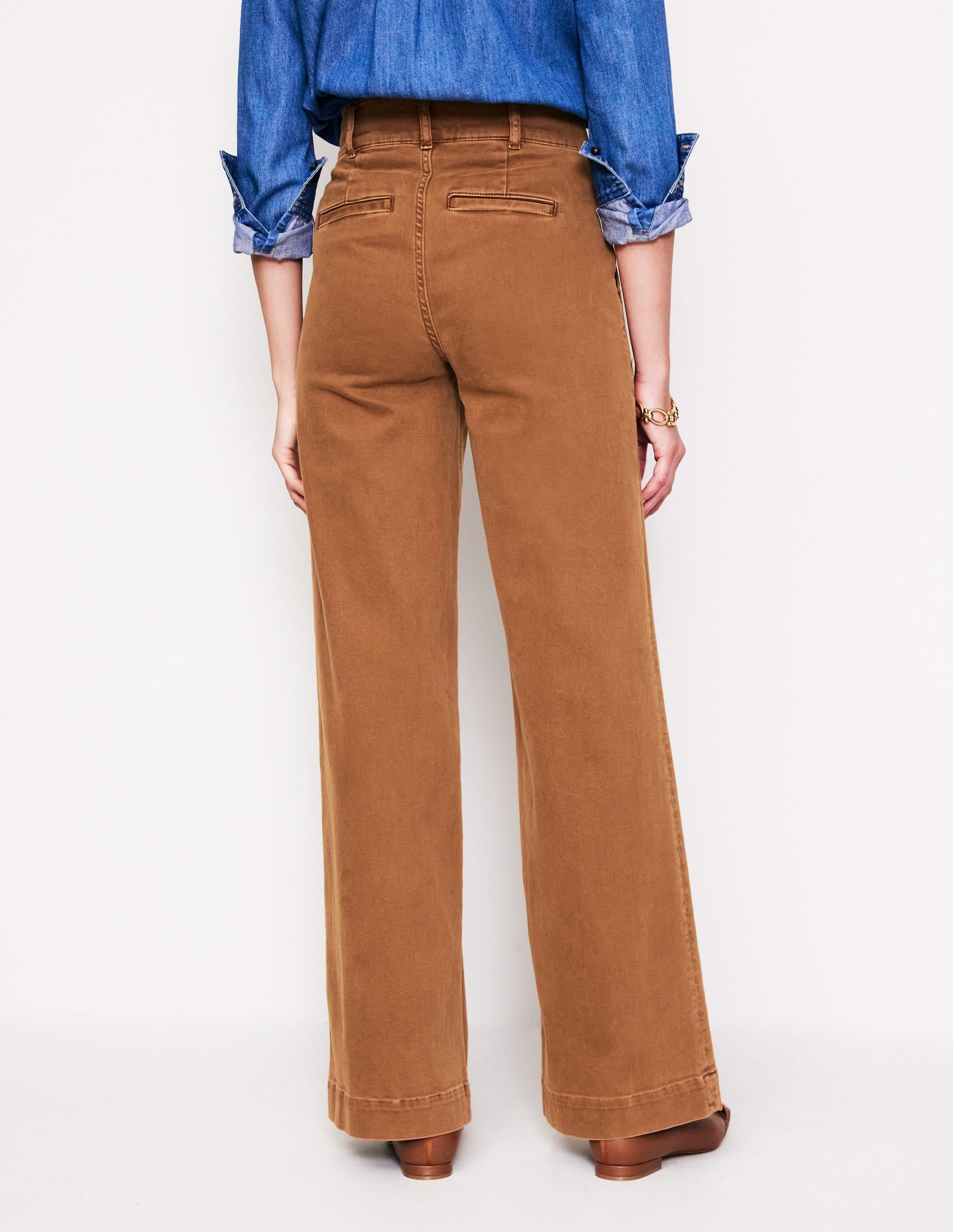 Wide Leg Cargo Trousers-Gingerbread - Image 3