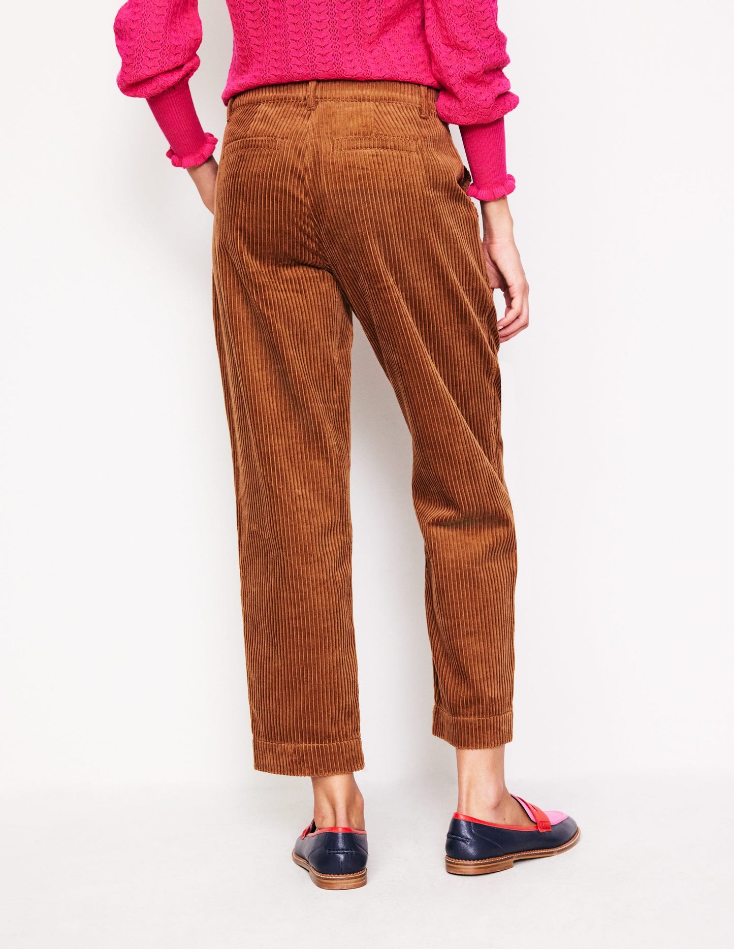 Tapered Cord Cargo Trousers-Gingerbread