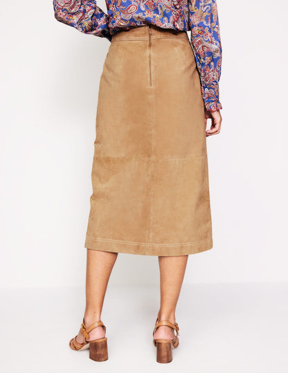 Aline Suede Midi Skirt-Light Tan Suede