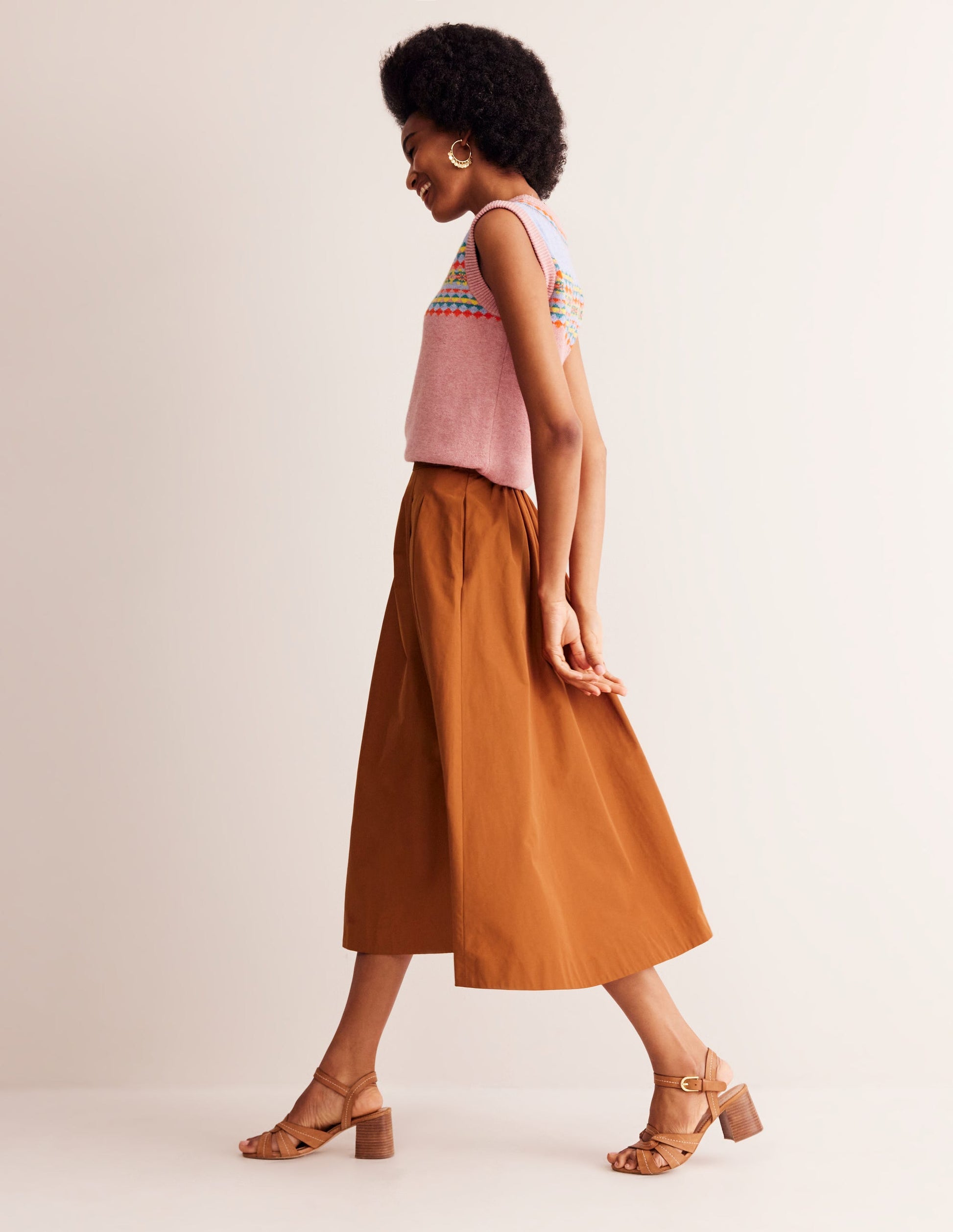 Isabella Taffeta Midi Skirt-Ochre-1