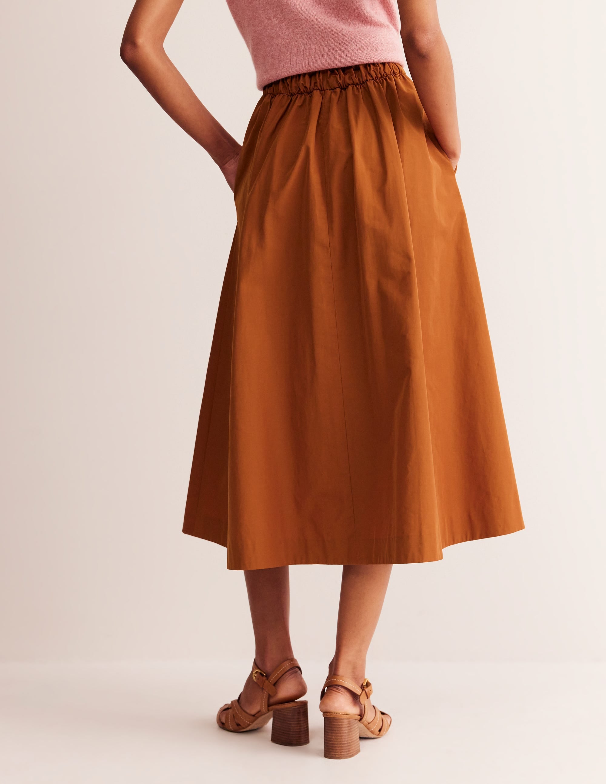 Isabella Taffeta Midi Skirt-Ochre - Image 3