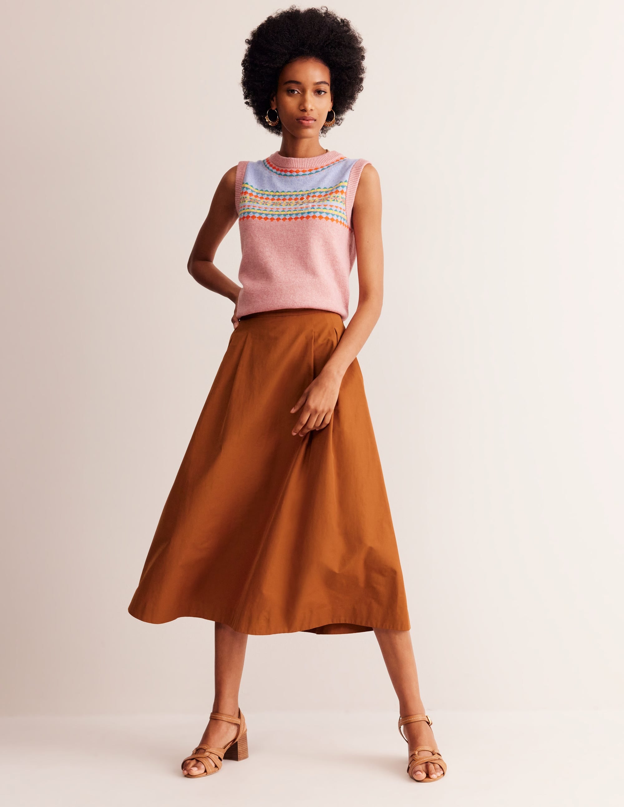 Isabella Taffeta Midi Skirt-Ochre - Image 4