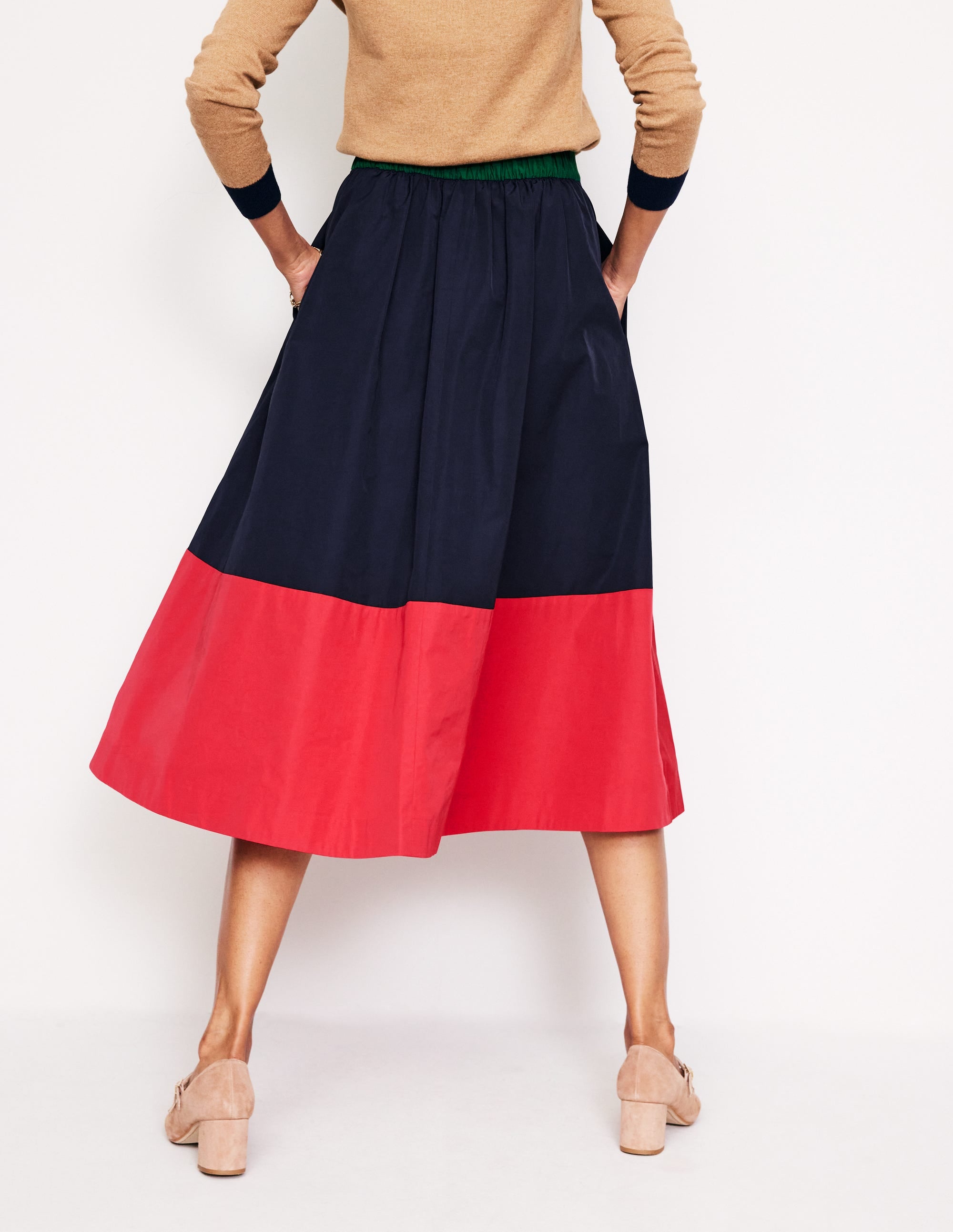 Isabella Taffeta Midi Skirt-Navy/ Cherry Jam - Image 3