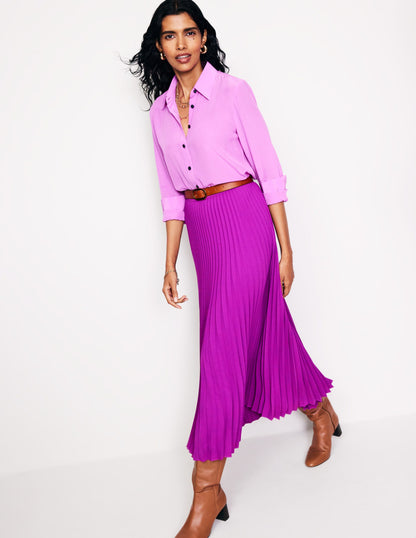 Camilla Pleated Midi Skirt-Regal Purple