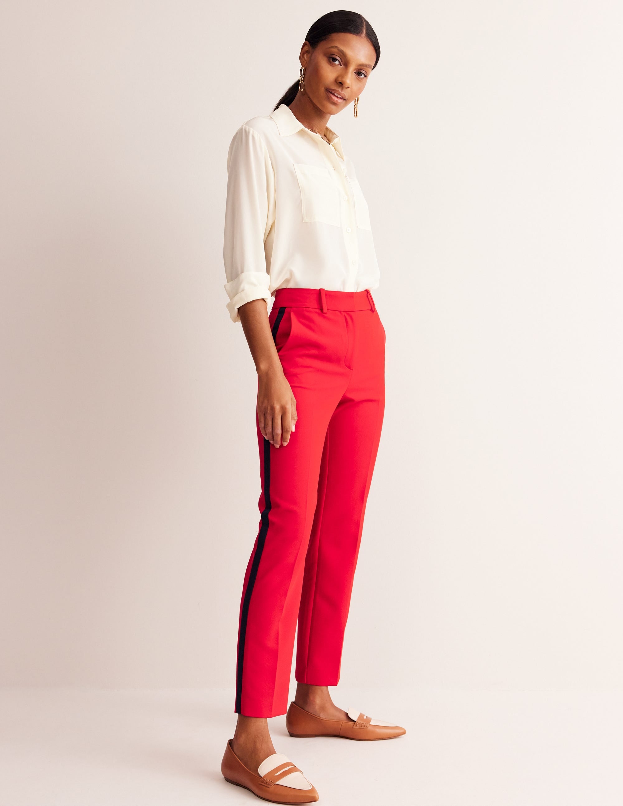 Kew Side Stripe Trousers-Red /Navy Side Stripe - Image 1