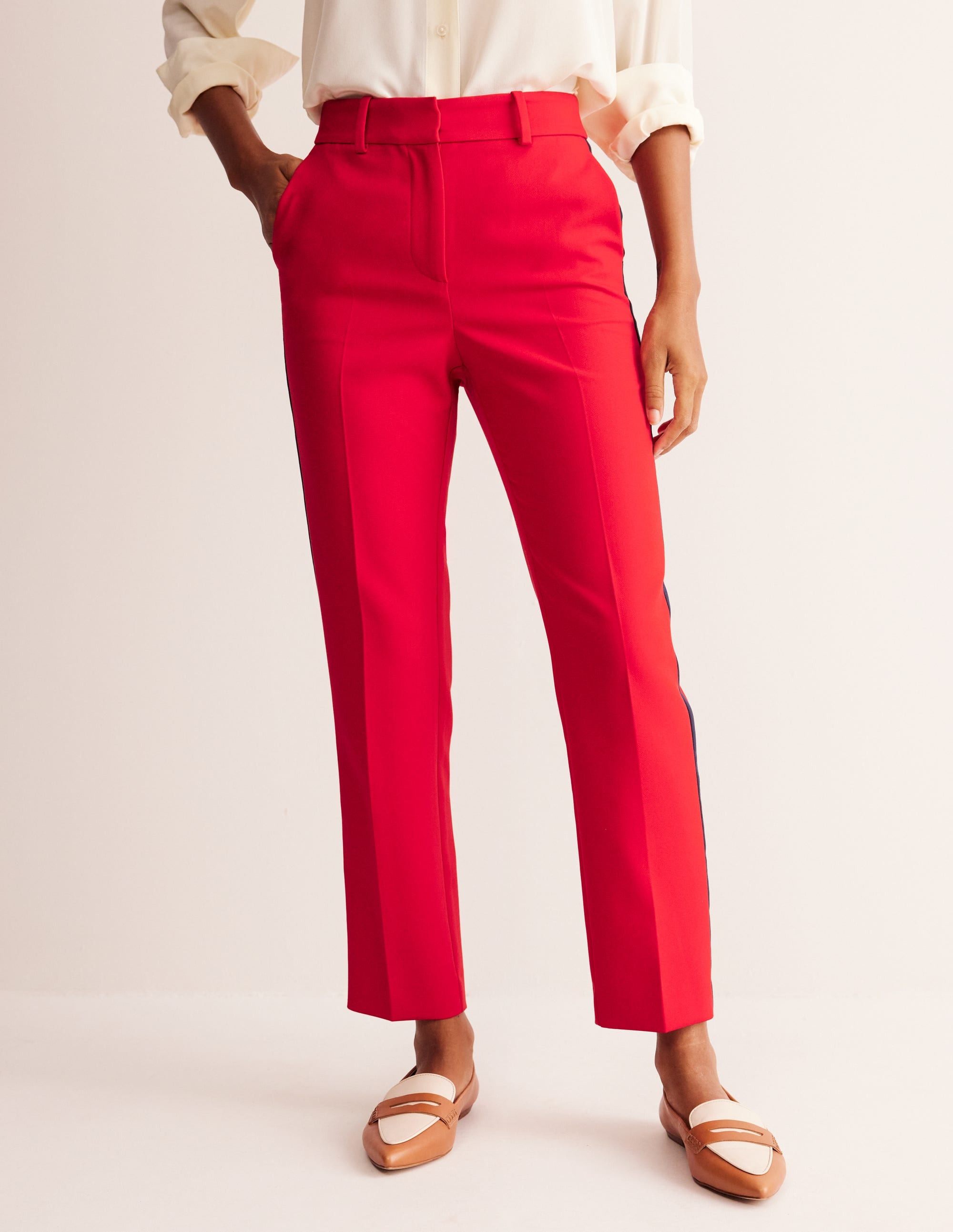 Kew Side Stripe Trousers-Red /Navy Side Stripe - Image 4