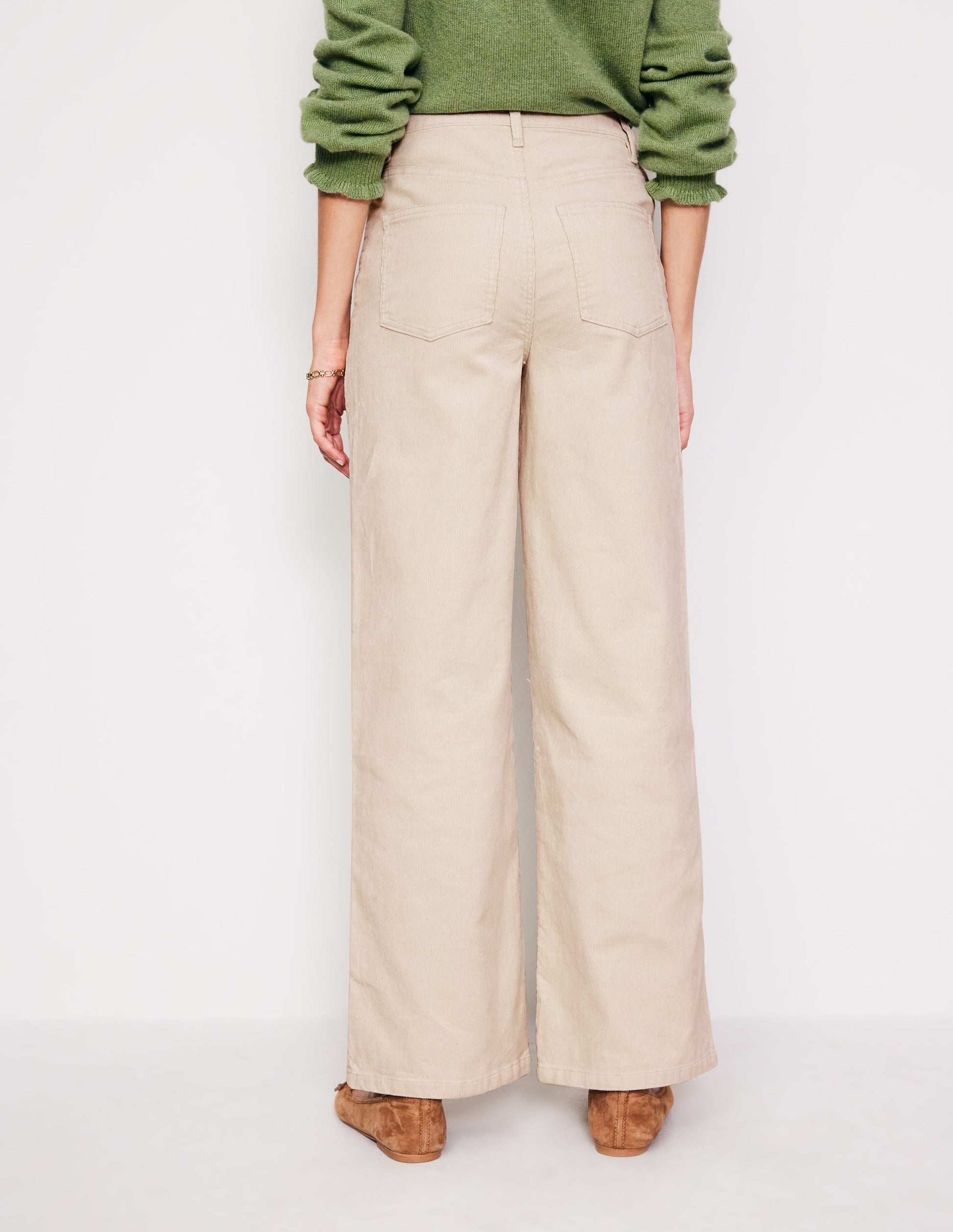 5 Pocket Cord Wide Jeans-Vanilla-3