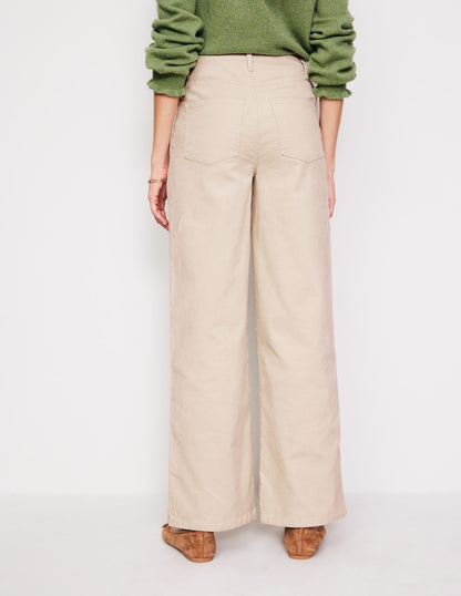 5 Pocket Cord Wide Jeans-Vanilla-3