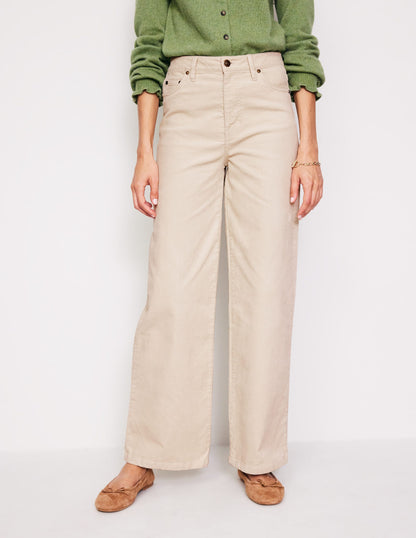 5 Pocket Cord Wide Jeans-Vanilla-4