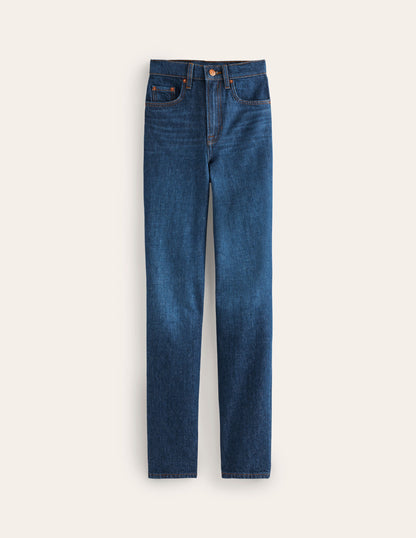 High Rise Straight Leg Jeans-Indigo