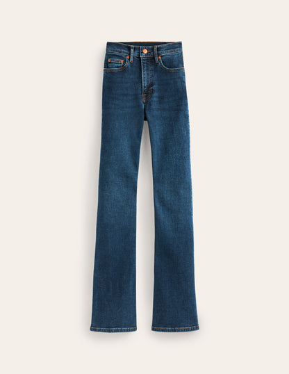 High Rise Slim Flare Jeans-Indigo Rinse