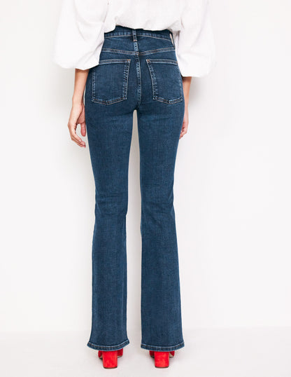 High Rise Slim Flare Jeans-Indigo Rinse