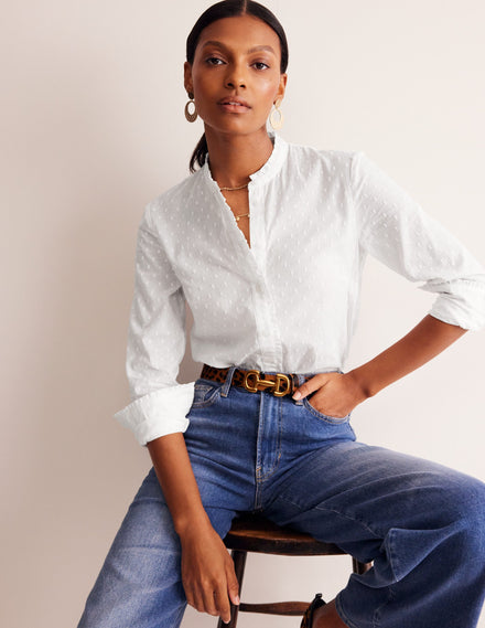 Phoebe Cotton Shirt-White Dobby