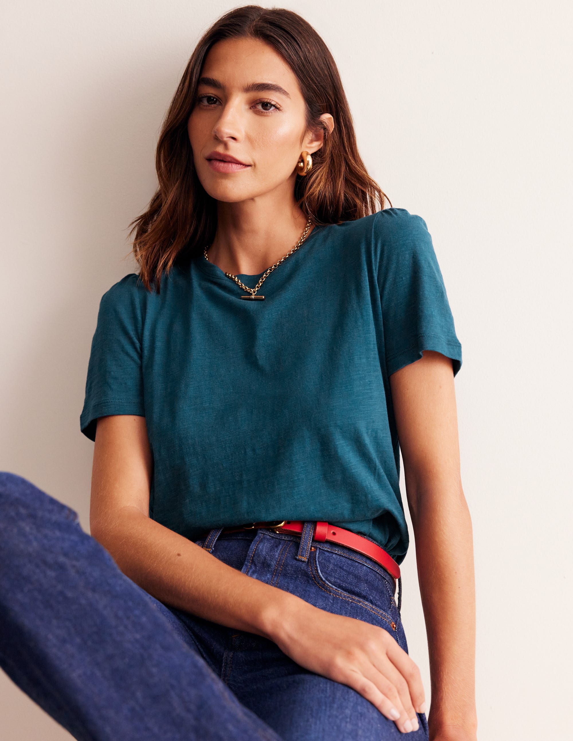 Cotton Puff Sleeve T-Shirt-Harbour Blue - Image 1