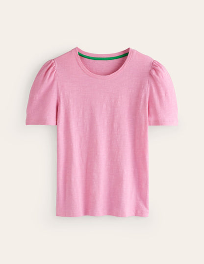 Cotton Puff Sleeve T-Shirt-Old Rose-5