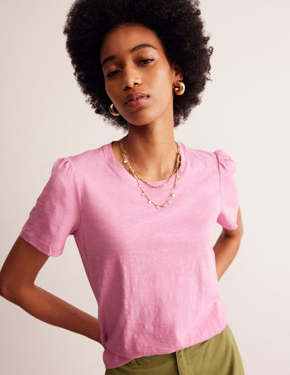 Cotton Puff Sleeve T-Shirt-Old Rose-4