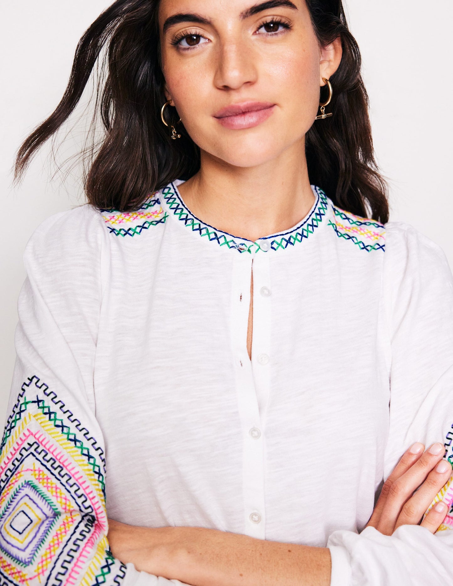 Marina Embroidered Shirt-White