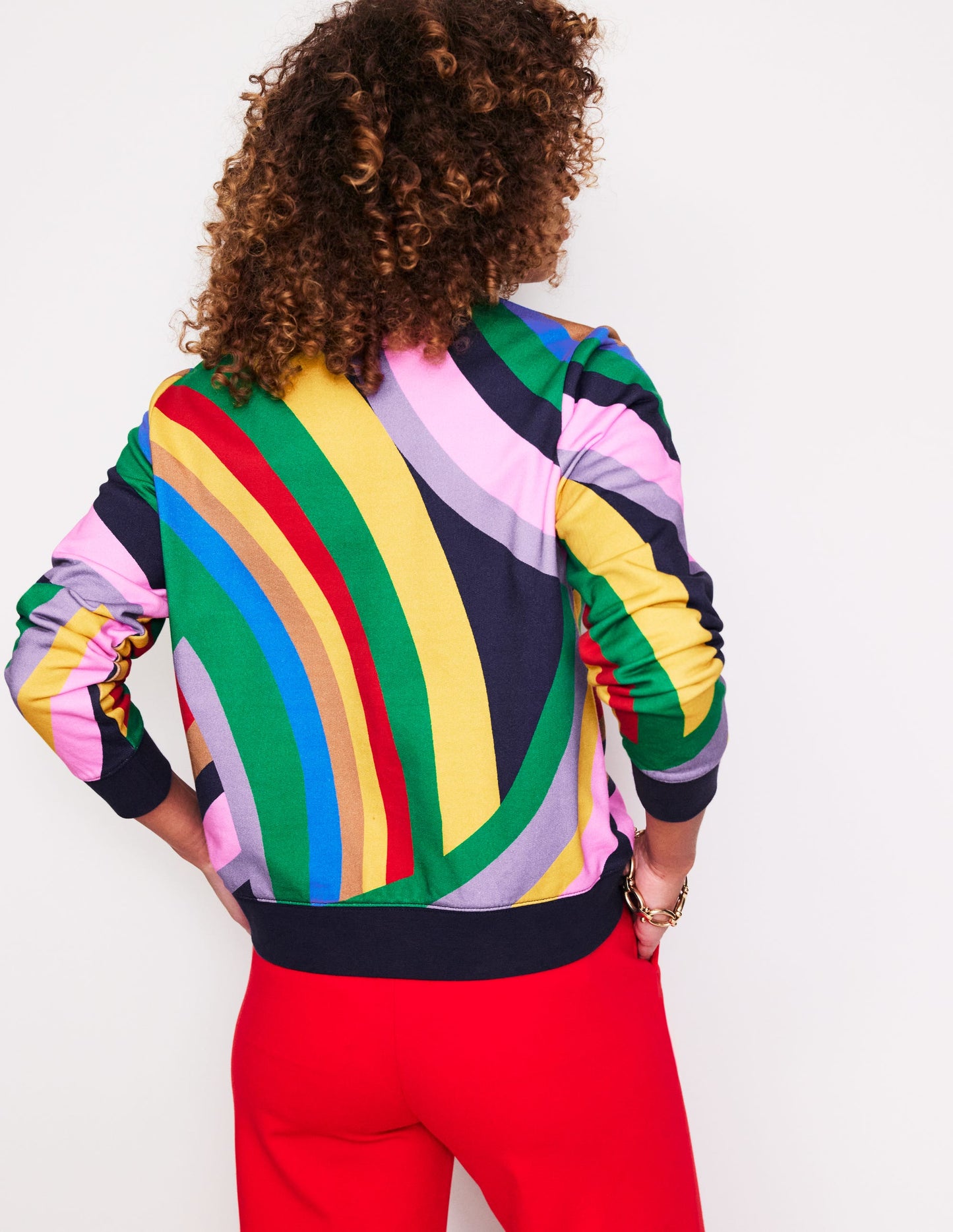 Hannah Printed Sweatshirt-Multi, Abstract Rainbow