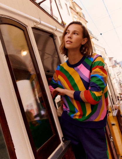 Hannah Printed Sweatshirt-Multi, Abstract Rainbow