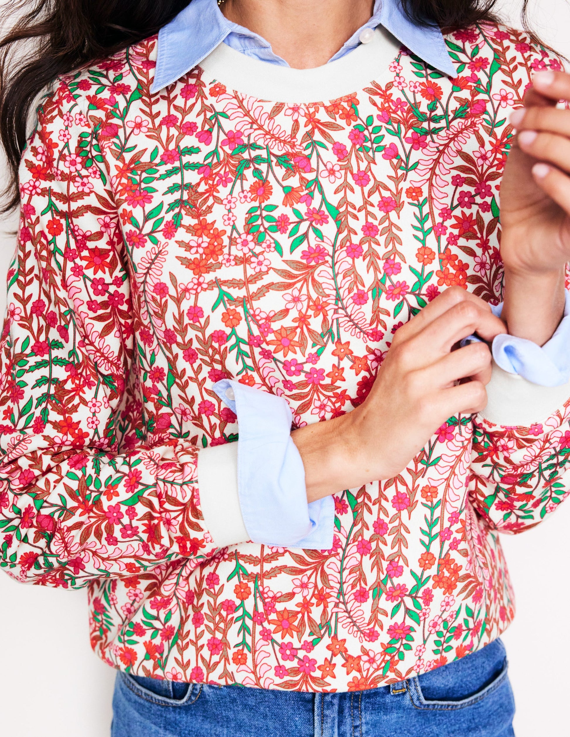 Hannah Printed Sweatshirt-Multi, Foliage Bud-2