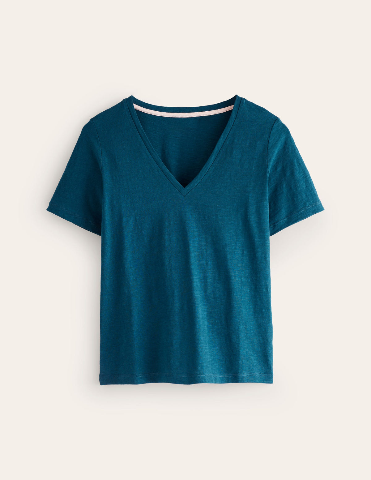 Regular V-Neck Slub T-shirt-Harbour Blue - Image 5