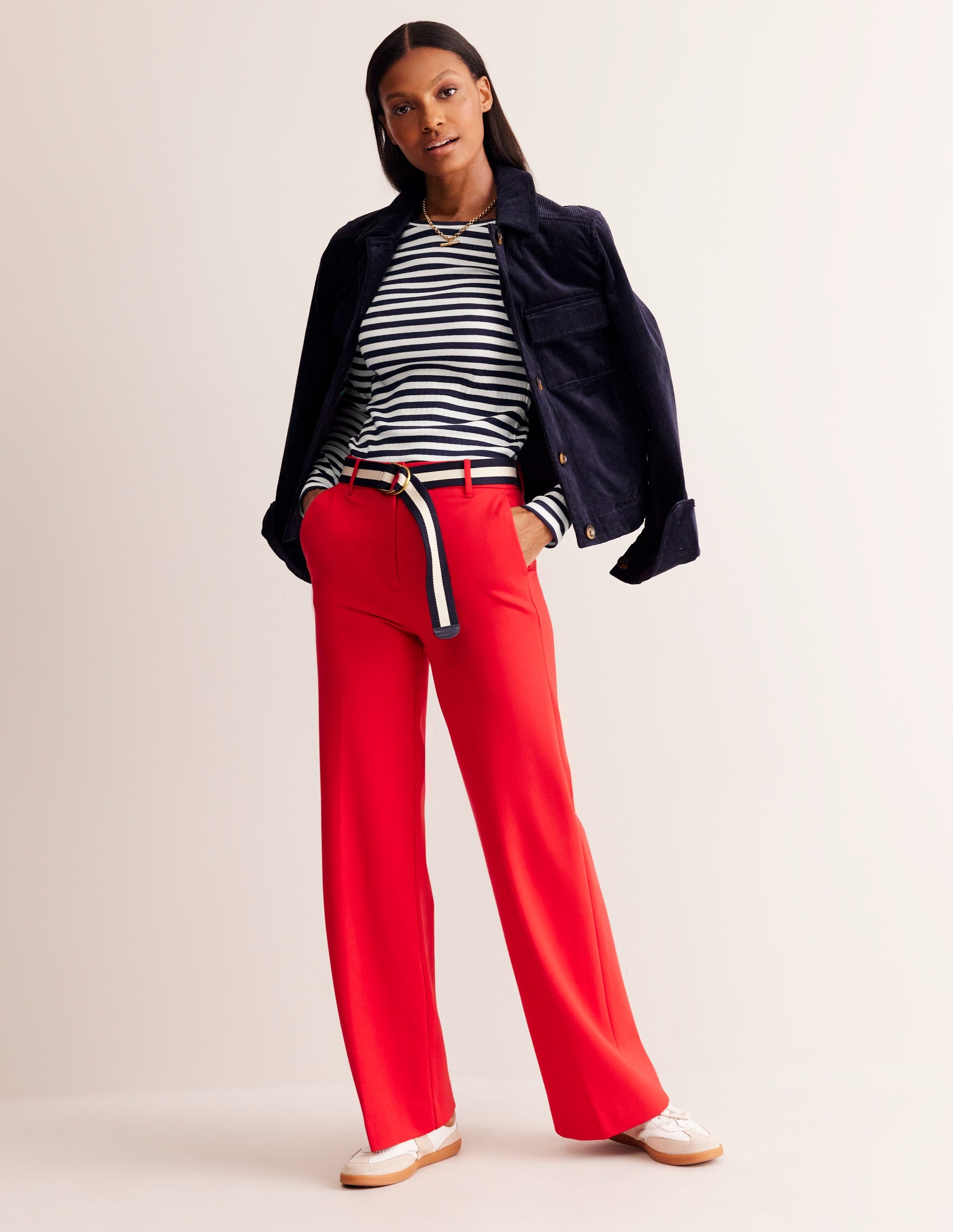 Anna Rib Long Sleeve T-Shirt-French Navy and Ivory Stripe - Image 4
