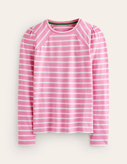 Arabella Stripe Jersey Top-Pink, Ivory Stripe