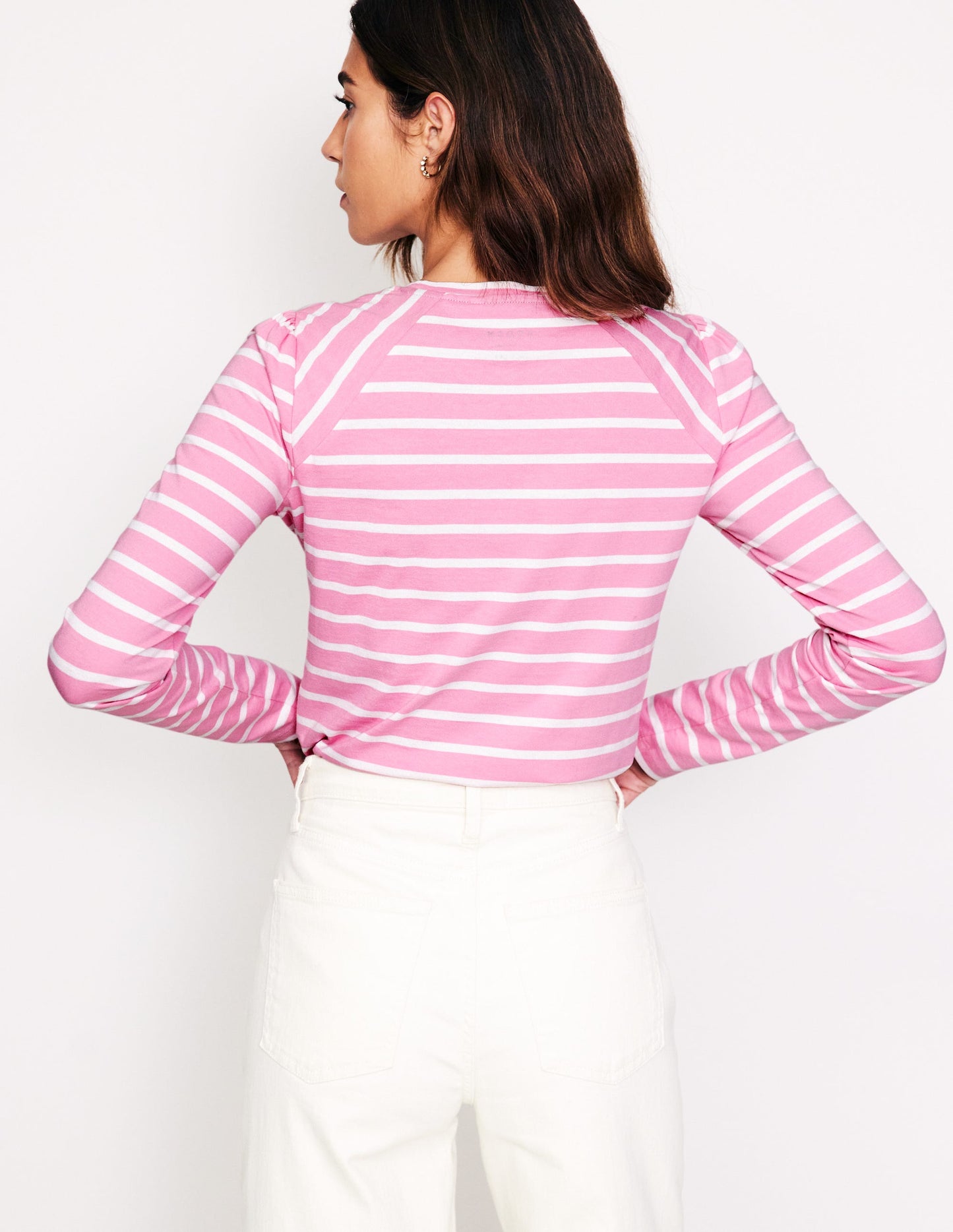 Arabella Stripe Jersey Top-Pink, Ivory Stripe