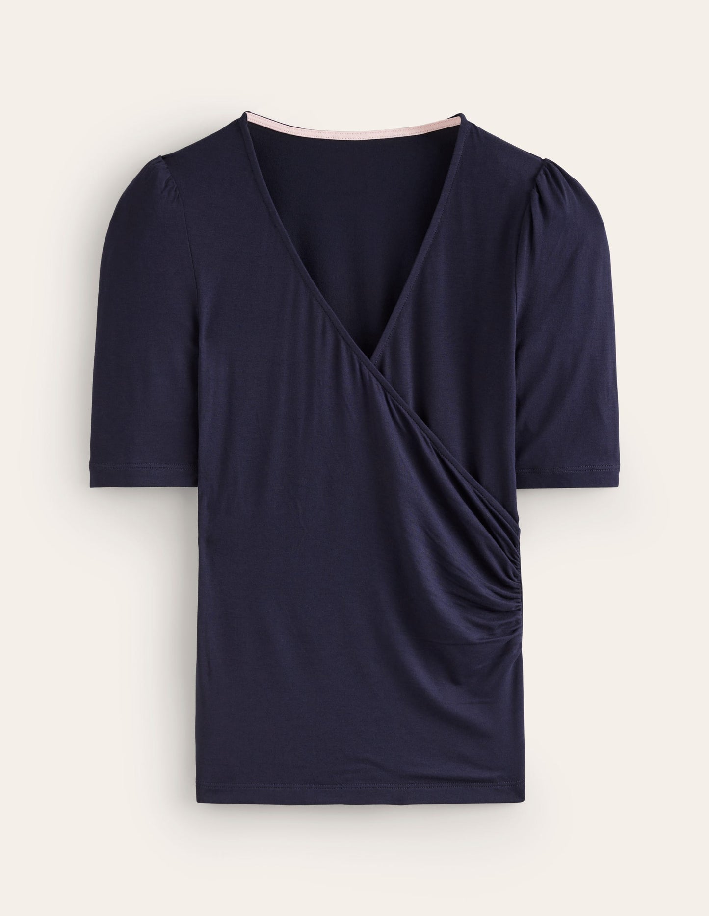 Wrap Front Jersey Top-Navy