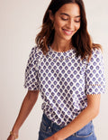 Mila Trim Detail Top-Ivory, Pome Stamp