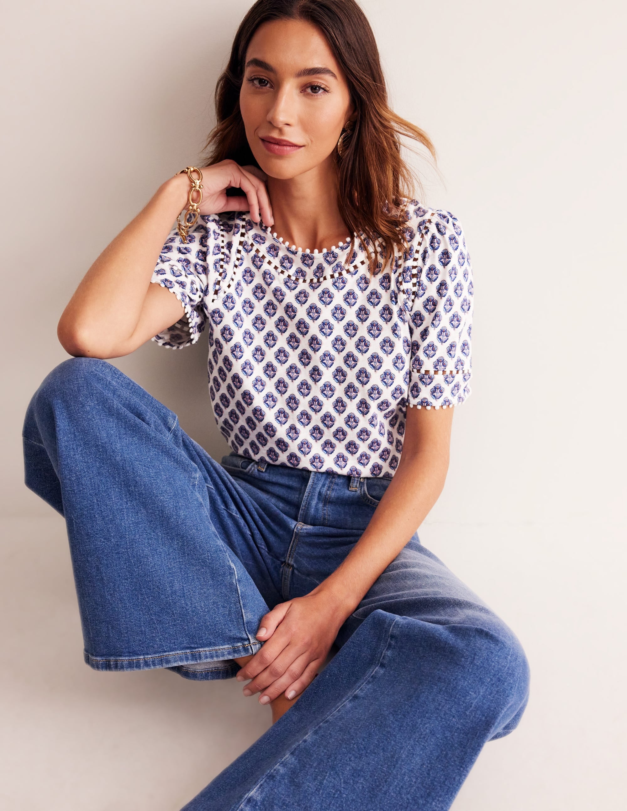Mila Trim Detail Top-Ivory, Pome Stamp - Image 4