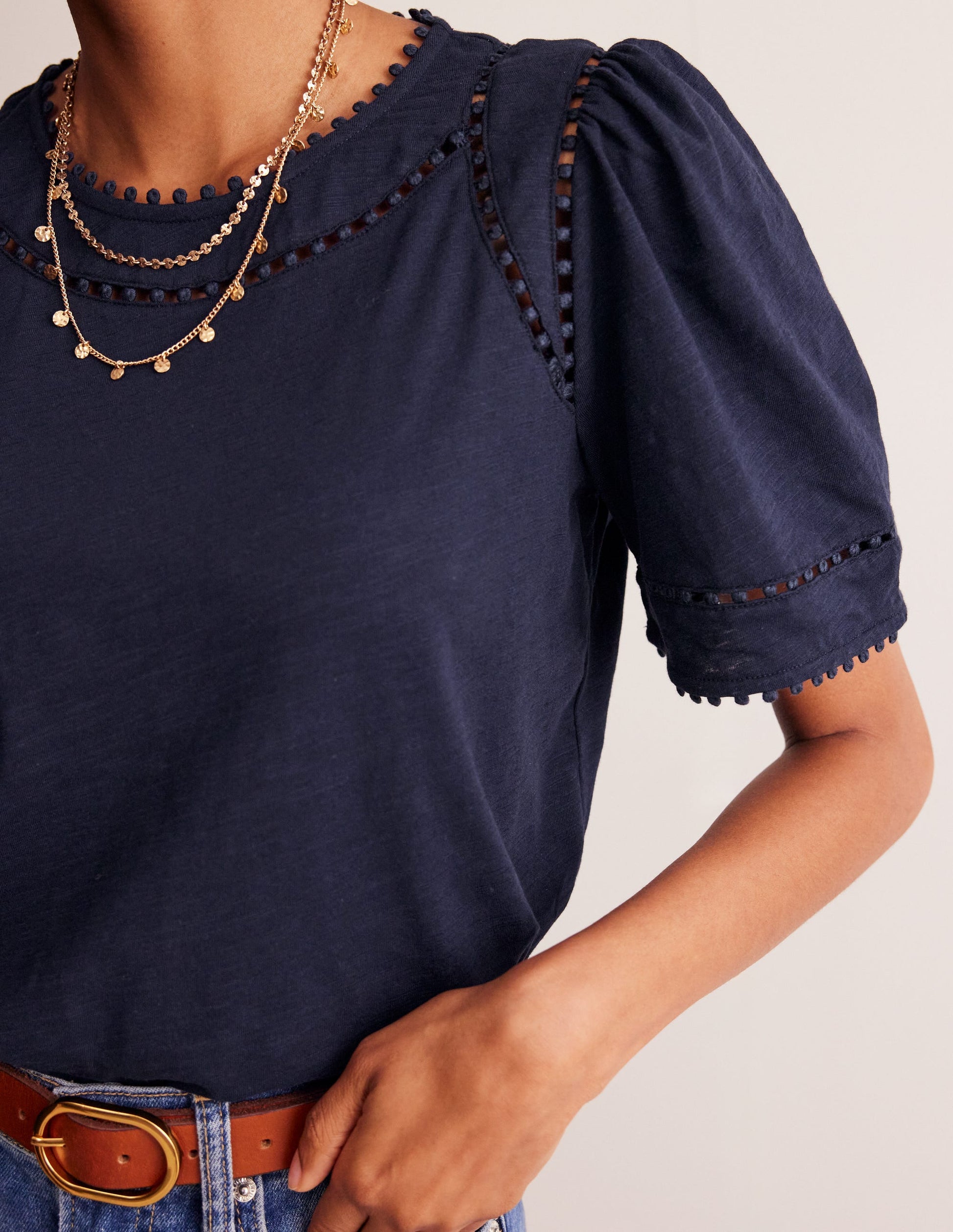 Mila Trim Detail Top-Navy-2