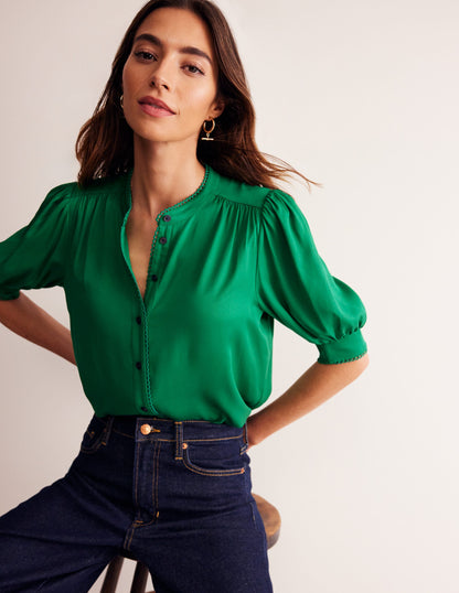 Ara Short Sleeve Top-Rich Emerald-1