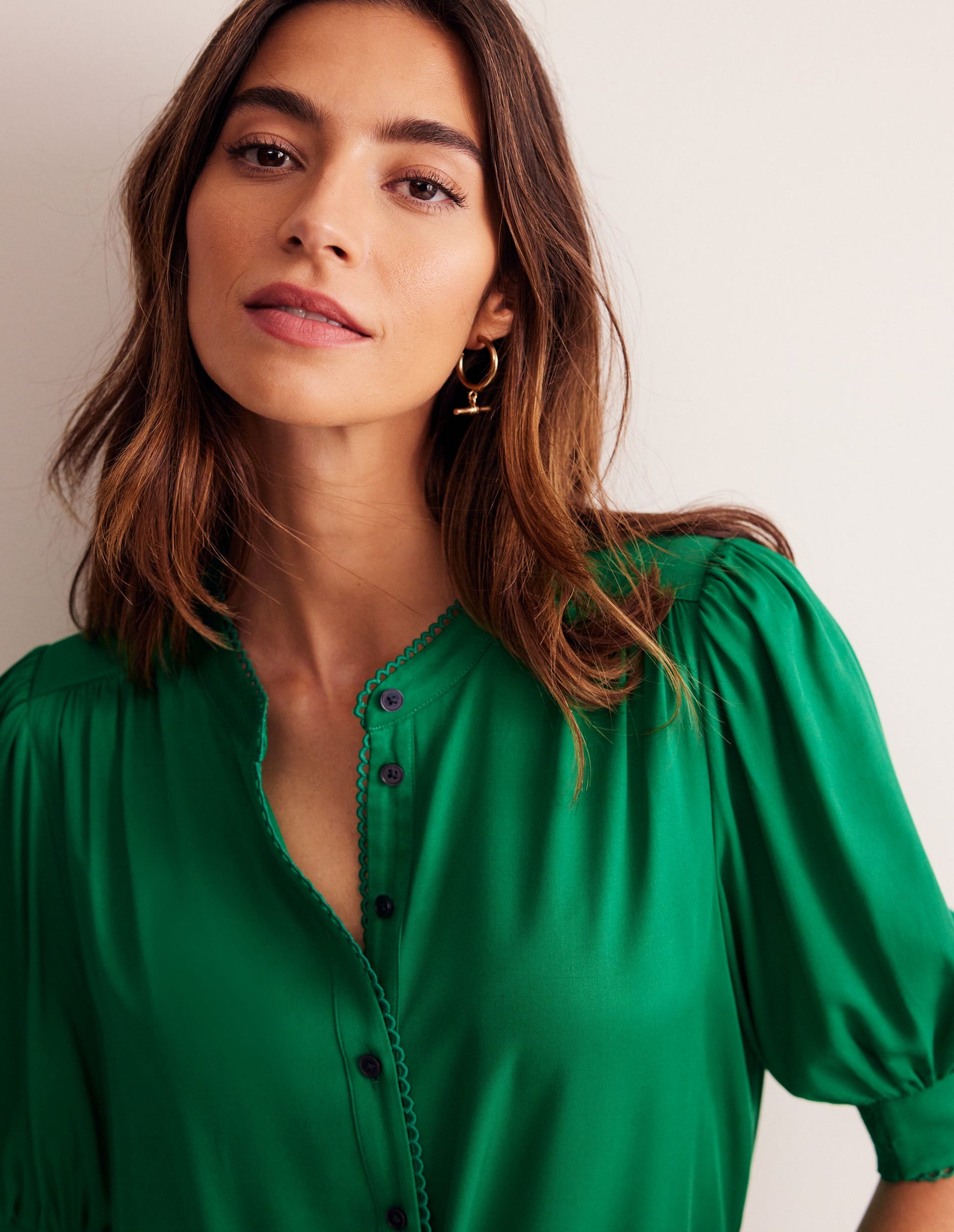 Ara Short Sleeve Top-Rich Emerald-2