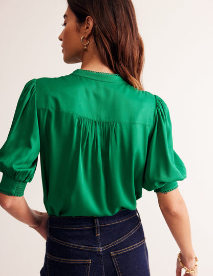 Ara Short Sleeve Top-Rich Emerald-3