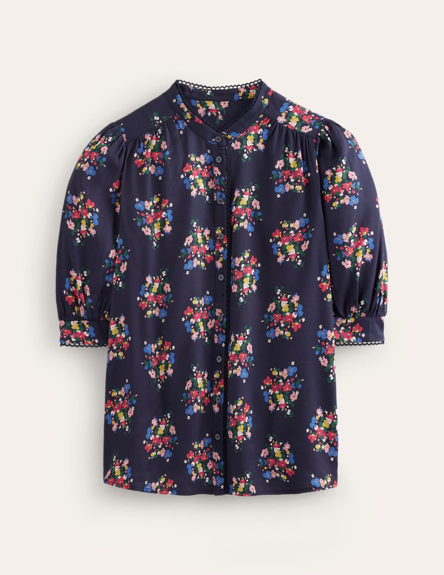 Ara Short Sleeve Top-Frenchy Navy, Poppy Bouquet-5