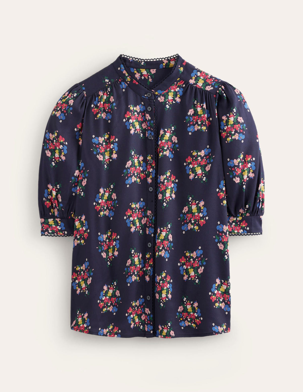 Ara Short Sleeve Top-Frenchy Navy, Poppy Bouquet - Image 5