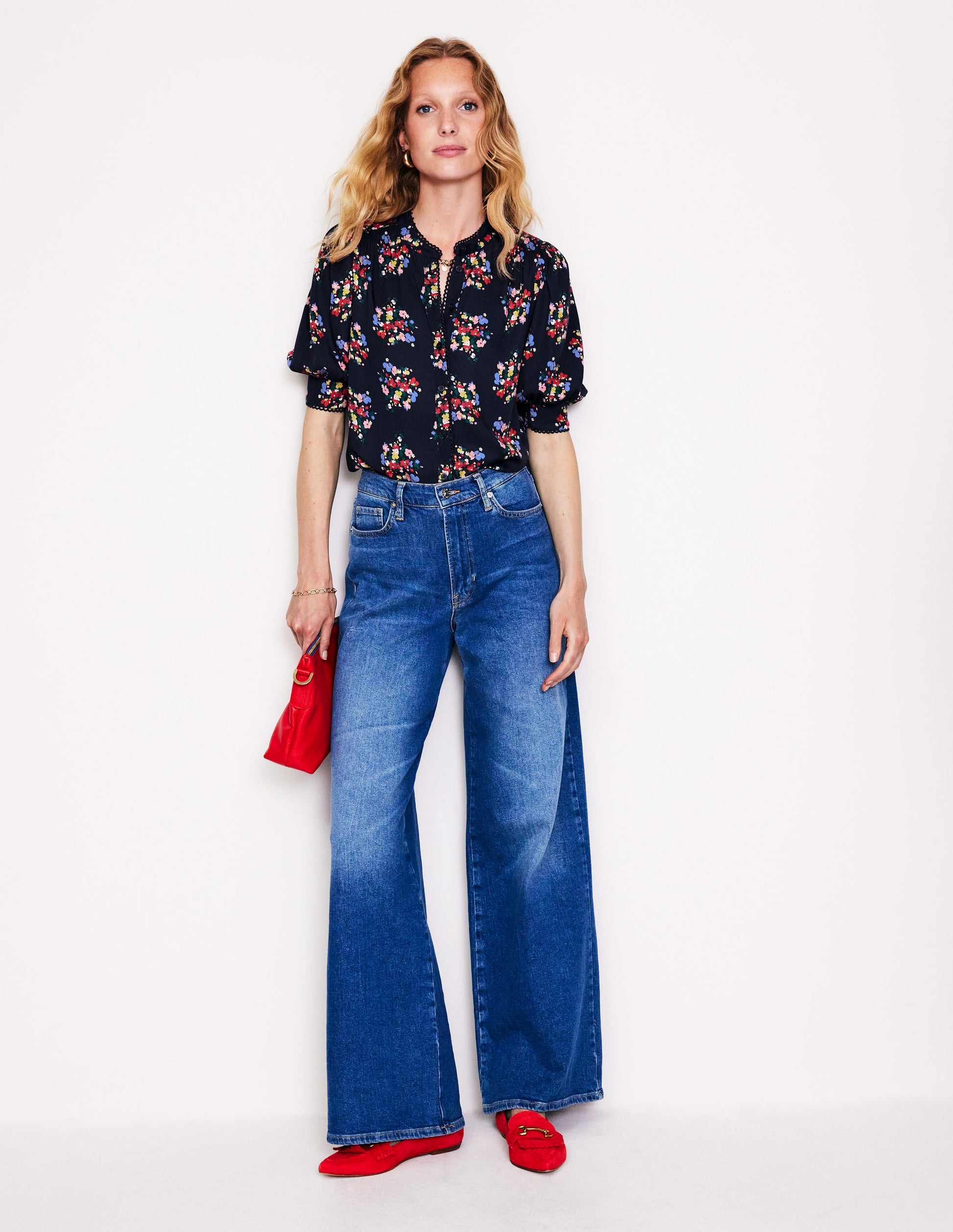 Ara Short Sleeve Top-Frenchy Navy, Poppy Bouquet-4
