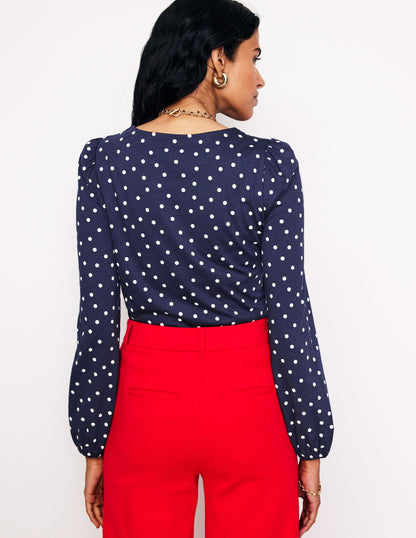 Supersoft Long Sleeve Top-French Navy, Sparse Spot