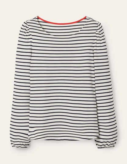 Supersoft Long Sleeve Top-Ivory, Navy