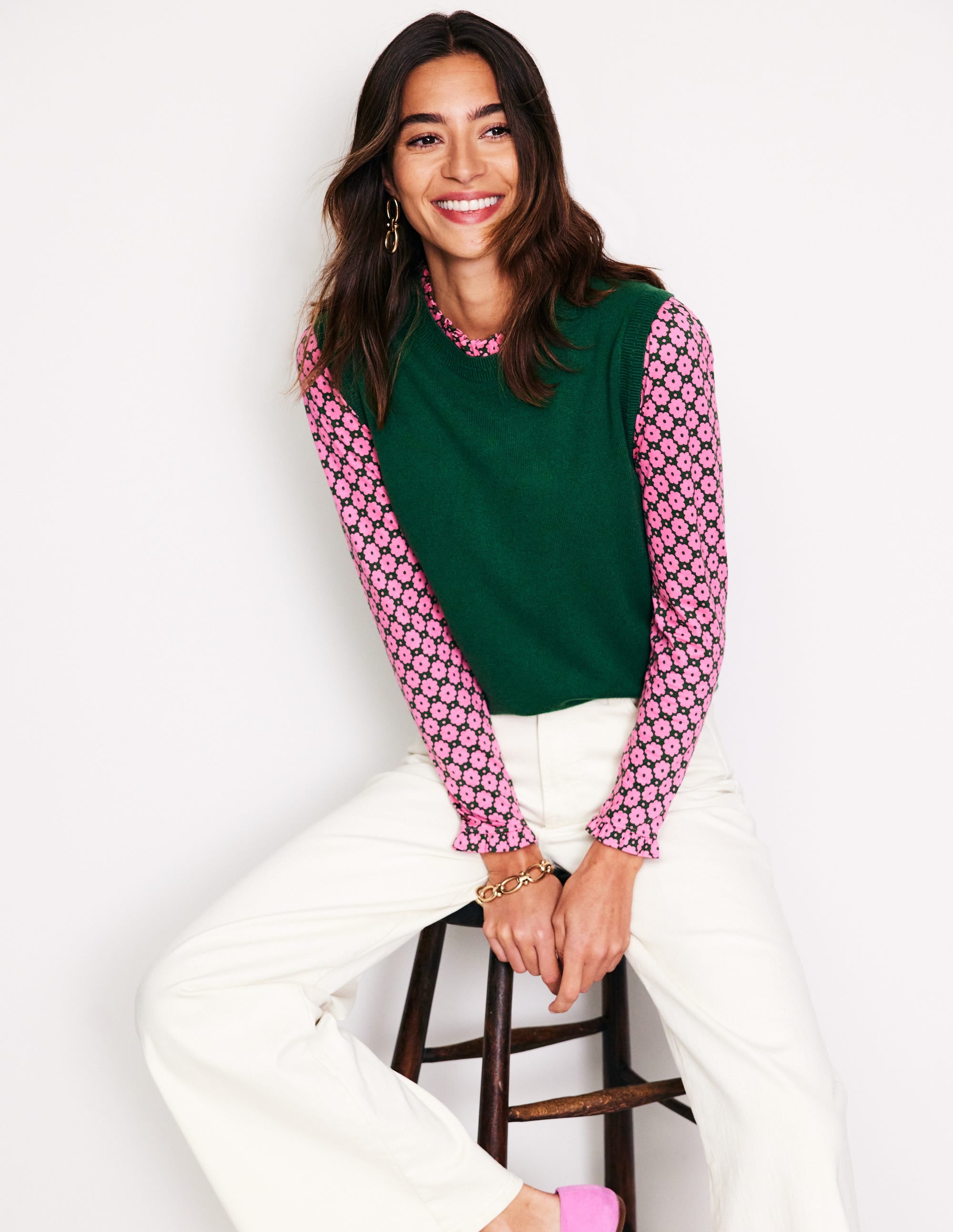Supersoft Frill Detail Top-Party Pink, Blossom Stamp - Image 1