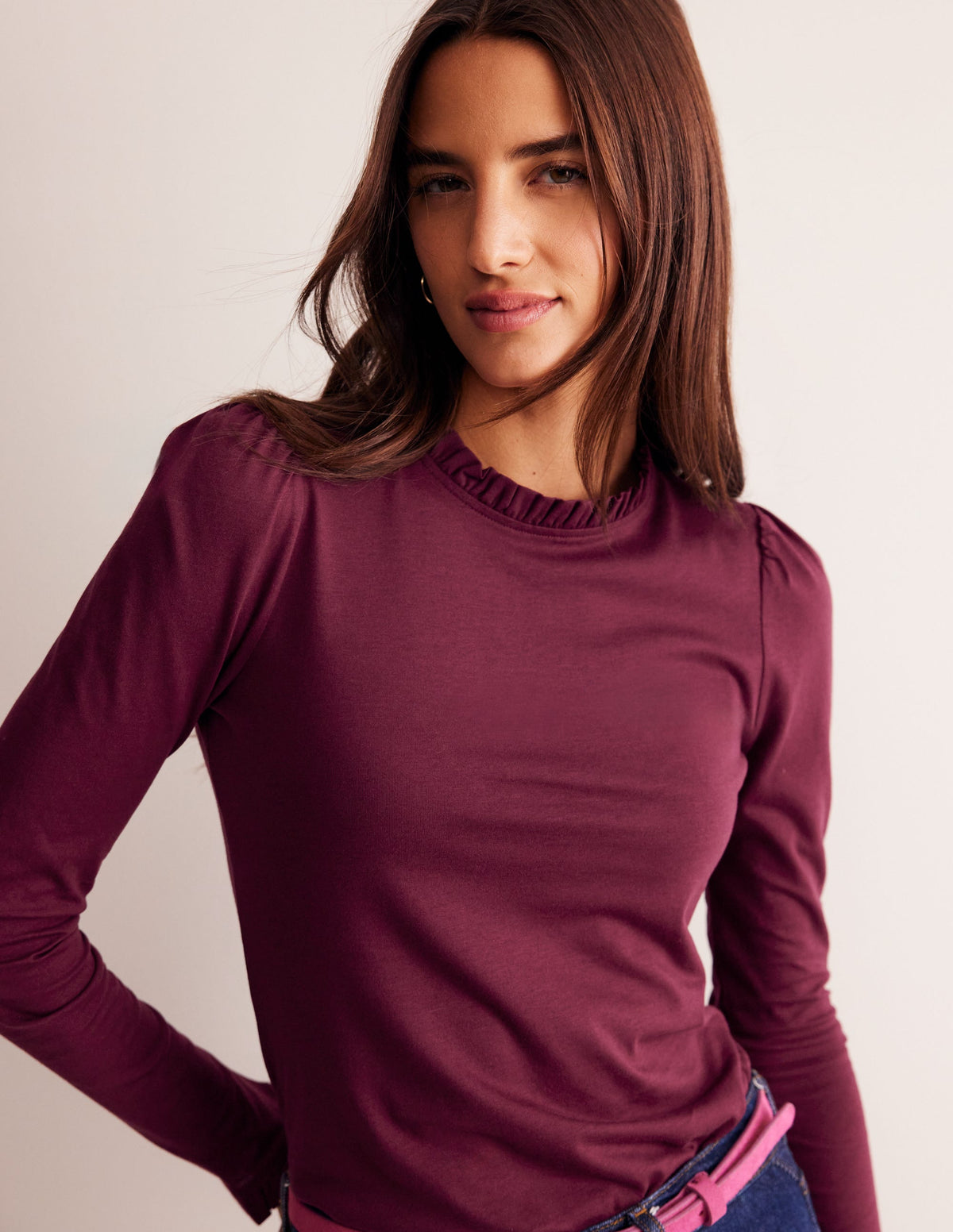 Supersoft Frill Detail Top-Deep Wisteria-1